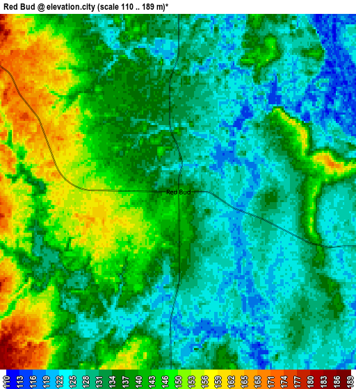 Zoom OUT 2x Red Bud, United States elevation map