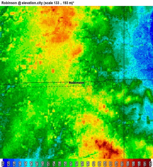 Zoom OUT 2x Robinson, United States elevation map