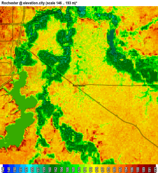 Zoom OUT 2x Rochester, United States elevation map