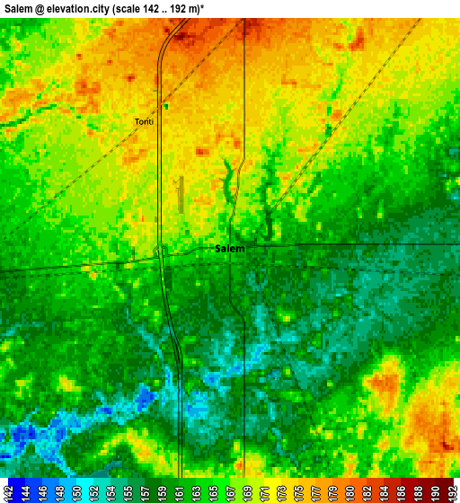 Zoom OUT 2x Salem, United States elevation map