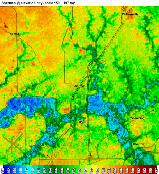 Zoom OUT 2x Sherman, United States elevation map