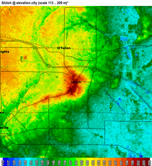 Zoom OUT 2x Shiloh, United States elevation map