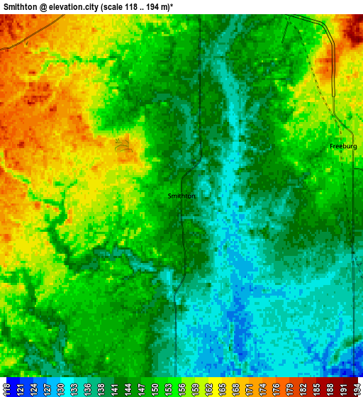 Zoom OUT 2x Smithton, United States elevation map