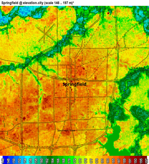 Zoom OUT 2x Springfield, United States elevation map