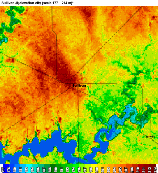 Zoom OUT 2x Sullivan, United States elevation map