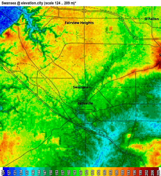 Zoom OUT 2x Swansea, United States elevation map