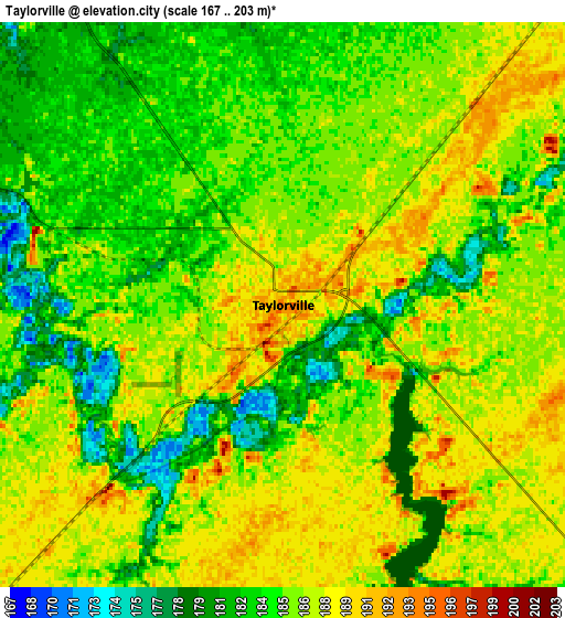 Zoom OUT 2x Taylorville, United States elevation map