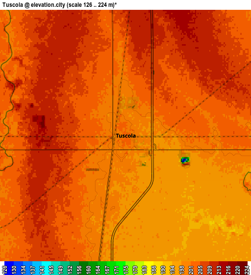 Zoom OUT 2x Tuscola, United States elevation map