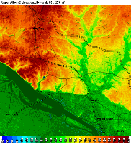 Zoom OUT 2x Upper Alton, United States elevation map