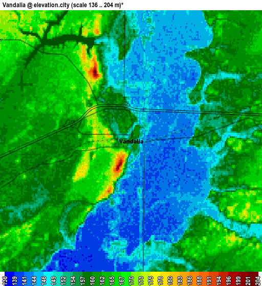 Zoom OUT 2x Vandalia, United States elevation map