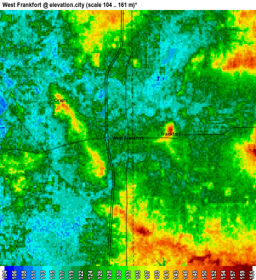 Zoom OUT 2x West Frankfort, United States elevation map