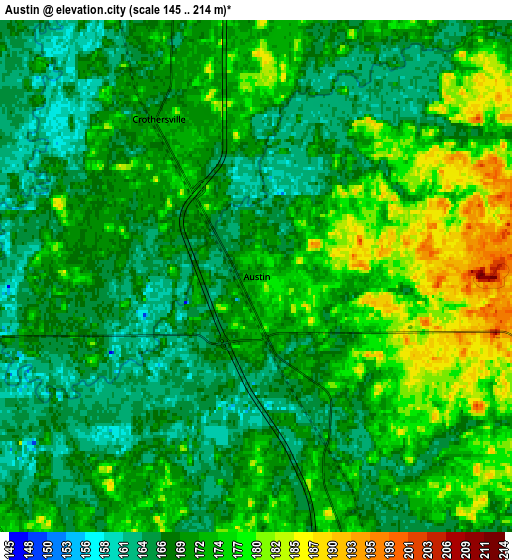 Zoom OUT 2x Austin, United States elevation map