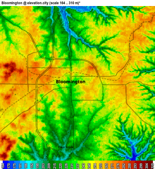 Zoom OUT 2x Bloomington, United States elevation map