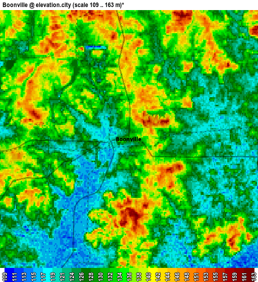 Zoom OUT 2x Boonville, United States elevation map