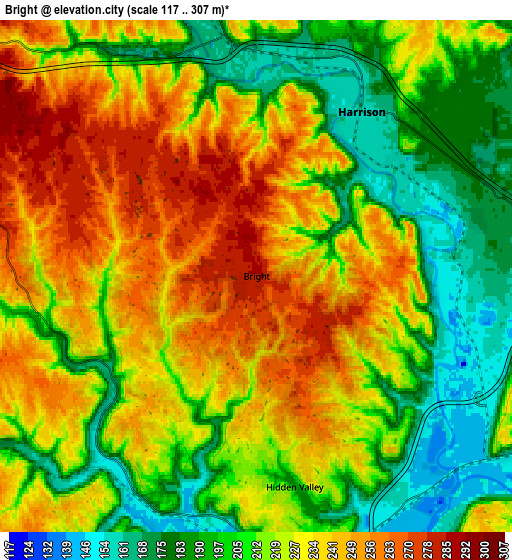 Zoom OUT 2x Bright, United States elevation map