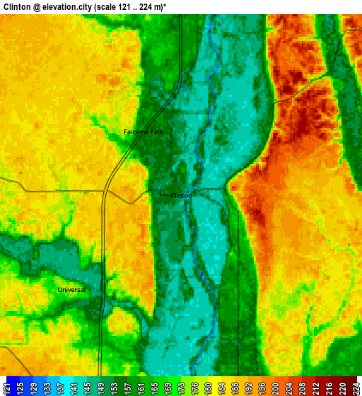 Zoom OUT 2x Clinton, United States elevation map