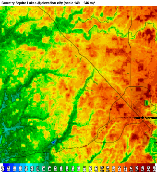 Zoom OUT 2x Country Squire Lakes, United States elevation map