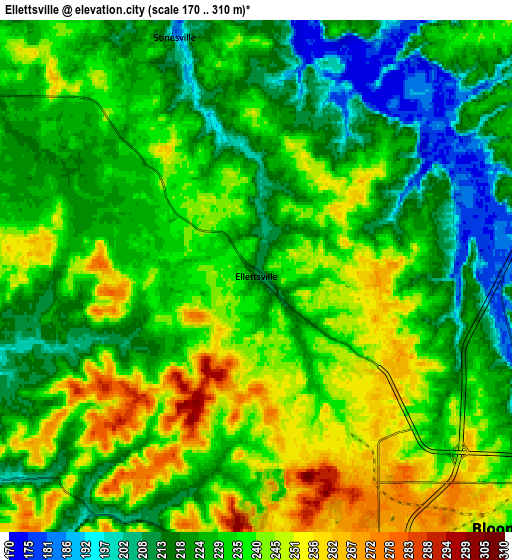 Zoom OUT 2x Ellettsville, United States elevation map