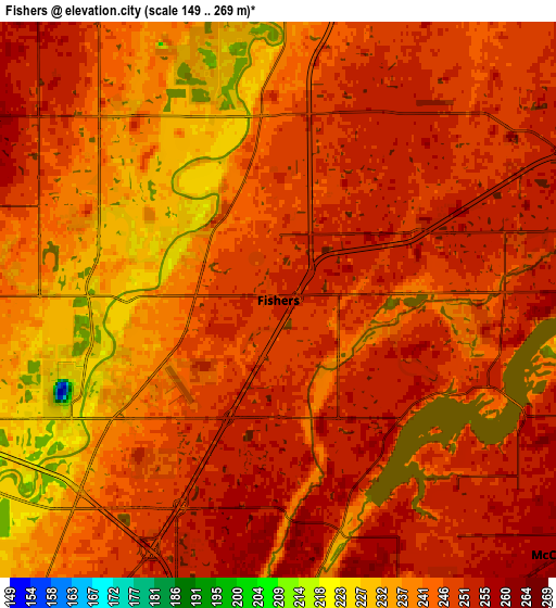 Zoom OUT 2x Fishers, United States elevation map