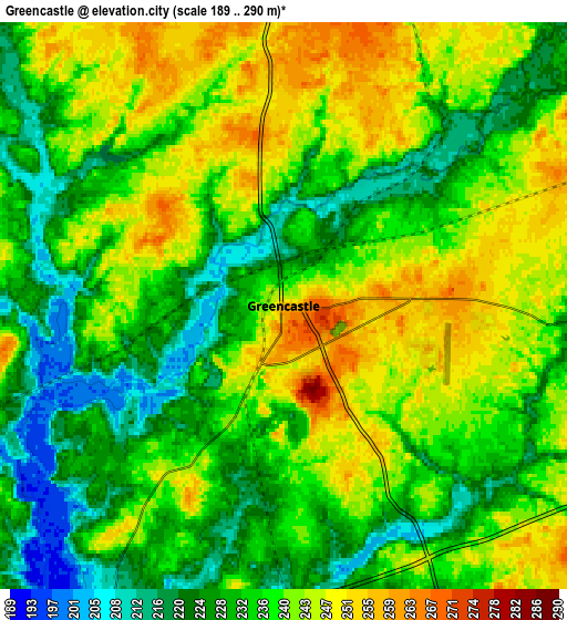 Zoom OUT 2x Greencastle, United States elevation map