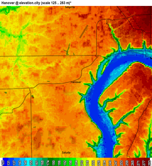 Zoom OUT 2x Hanover, United States elevation map