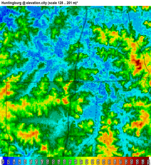 Zoom OUT 2x Huntingburg, United States elevation map