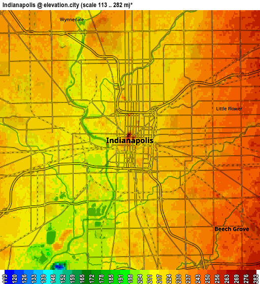 Zoom OUT 2x Indianapolis, United States elevation map
