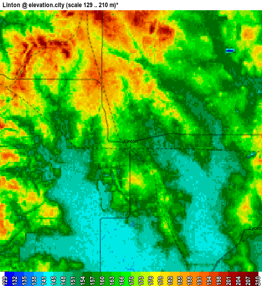 Zoom OUT 2x Linton, United States elevation map