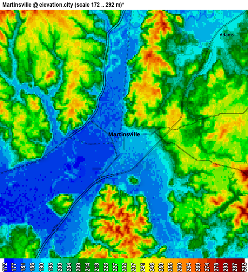 Zoom OUT 2x Martinsville, United States elevation map