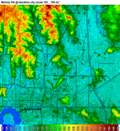 Zoom OUT 2x Melody Hill, United States elevation map