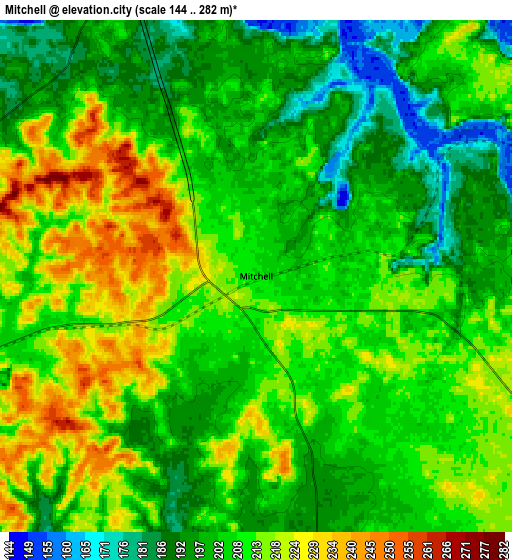 Zoom OUT 2x Mitchell, United States elevation map