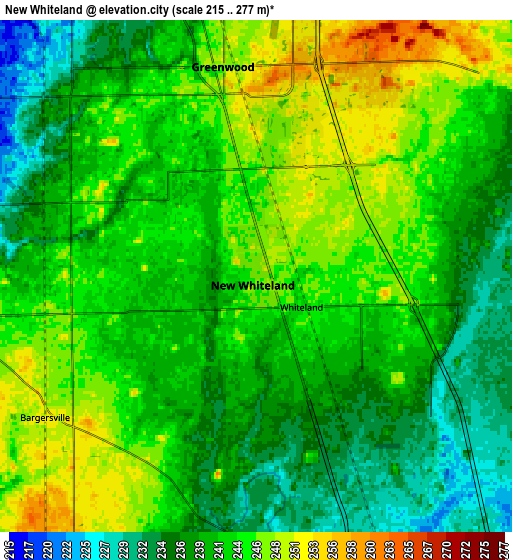 Zoom OUT 2x New Whiteland, United States elevation map