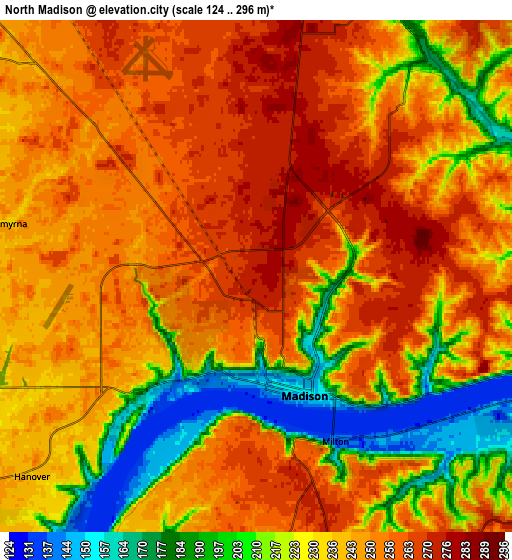 Zoom OUT 2x North Madison, United States elevation map