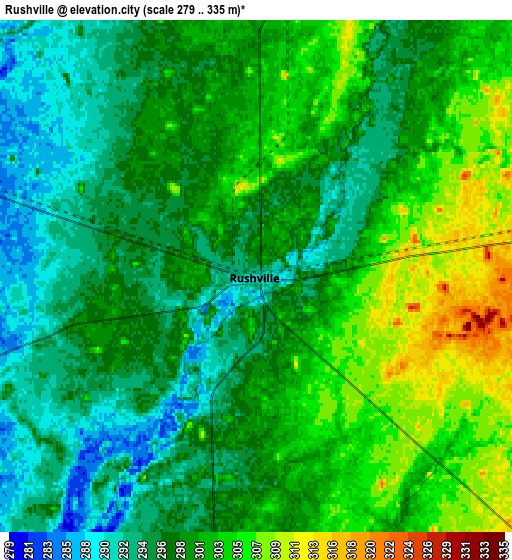 Zoom OUT 2x Rushville, United States elevation map