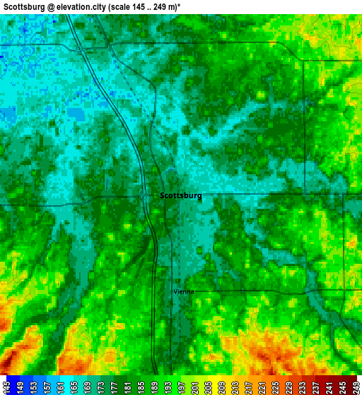 Zoom OUT 2x Scottsburg, United States elevation map