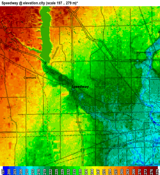 Zoom OUT 2x Speedway, United States elevation map