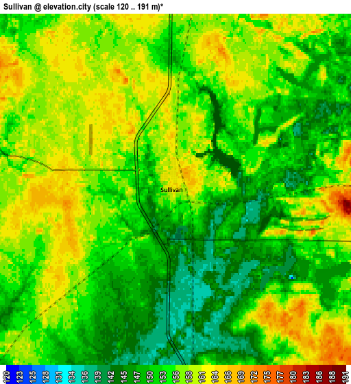 Zoom OUT 2x Sullivan, United States elevation map