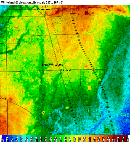 Zoom OUT 2x Whiteland, United States elevation map