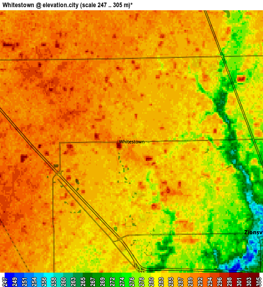 Zoom OUT 2x Whitestown, United States elevation map