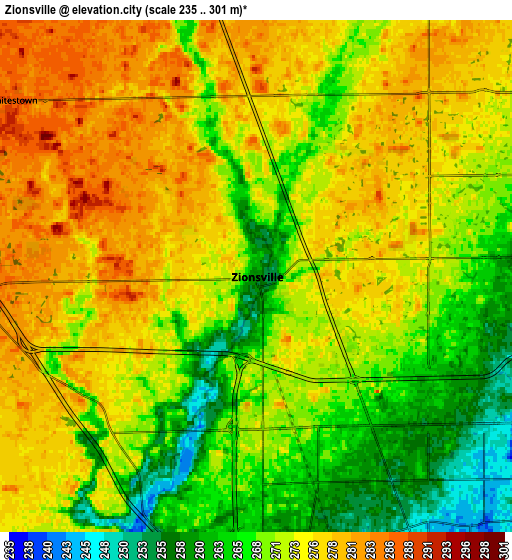 Zoom OUT 2x Zionsville, United States elevation map