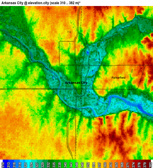 Zoom OUT 2x Arkansas City, United States elevation map