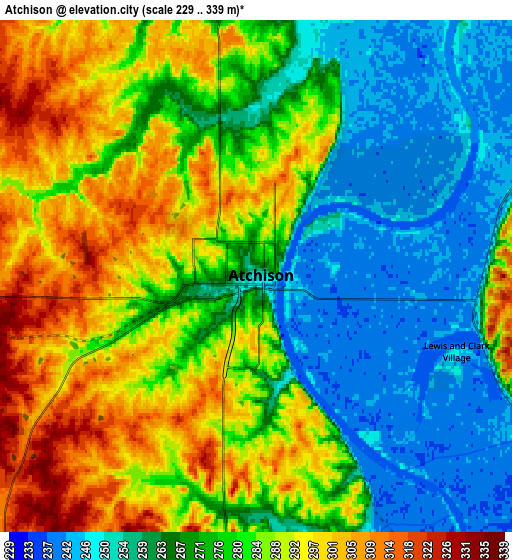 Zoom OUT 2x Atchison, United States elevation map