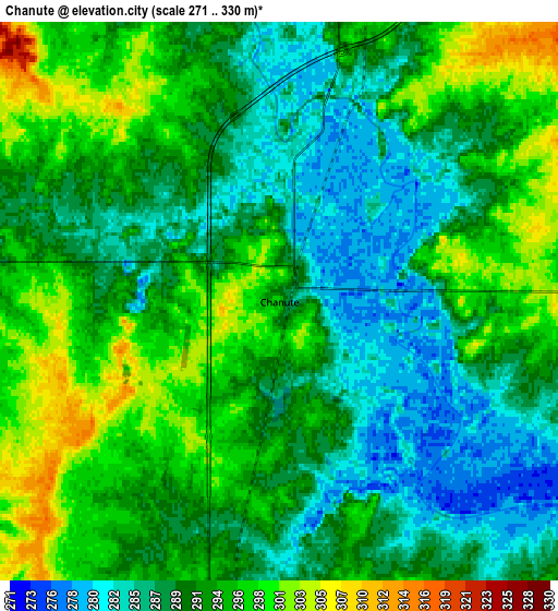 Zoom OUT 2x Chanute, United States elevation map