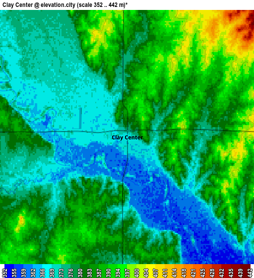 Zoom OUT 2x Clay Center, United States elevation map