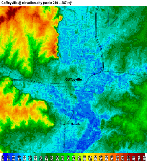 Zoom OUT 2x Coffeyville, United States elevation map