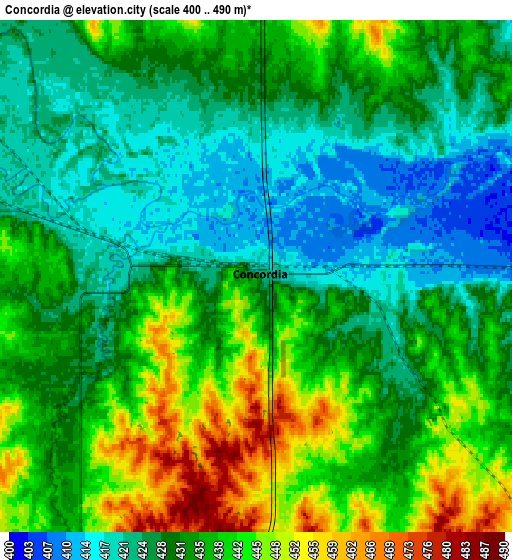 Zoom OUT 2x Concordia, United States elevation map