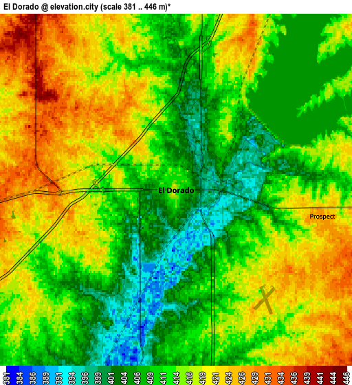 Zoom OUT 2x El Dorado, United States elevation map