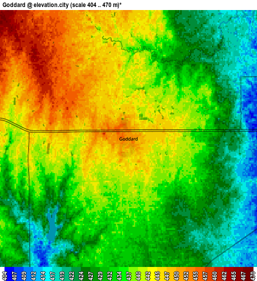 Zoom OUT 2x Goddard, United States elevation map