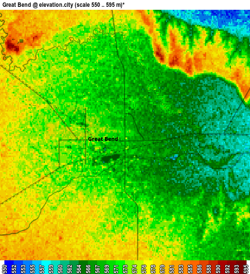 Zoom OUT 2x Great Bend, United States elevation map