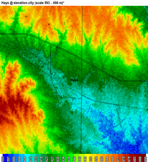 Zoom OUT 2x Hays, United States elevation map